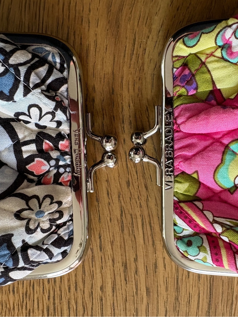 Vera Bradley Quilted Floral Kiss-Lock Coin Purses - Black/White & Pink/Green